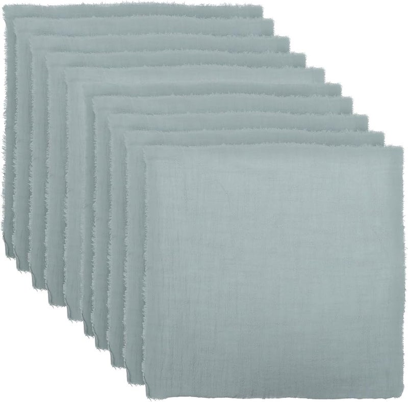 مناديل عشاء من البوليستر باللون الرمادي والأخضر بحواف شرابة قابلة للغسل لحفلات الزفاف والمنزل والمطعم - Image 1